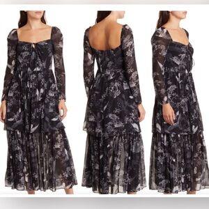 All saints Devyn Peggy floral ruffle got whimsical maxi dress